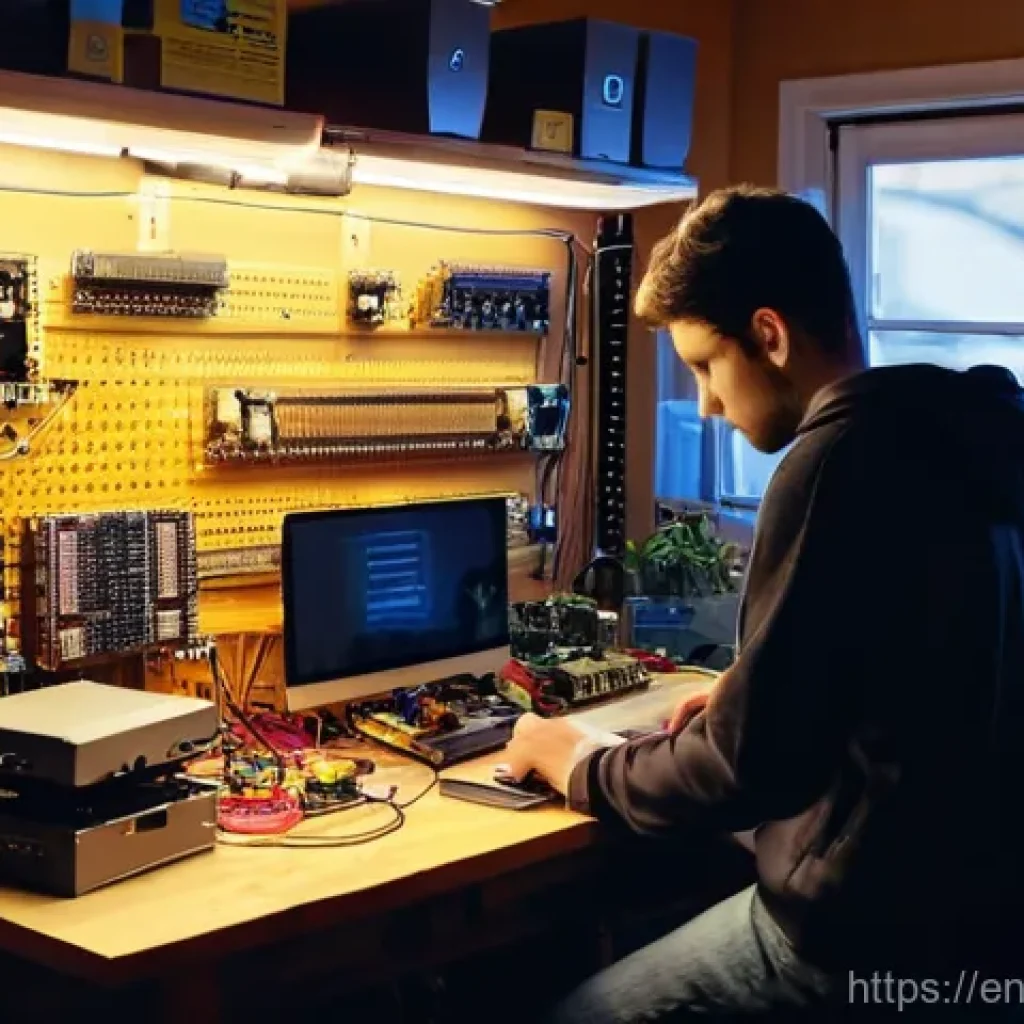 오픈소스 하드웨어의 창업 생태계 - **The "Eureka" Moment in a Home Lab**
    A young, diverse individual (wearing comfortable, casual c...