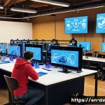 오픈소스 하드웨어와 3D 프린팅의 융합 - A bright, modern makerspace filled with diverse individuals of various ages collaboratively working ...