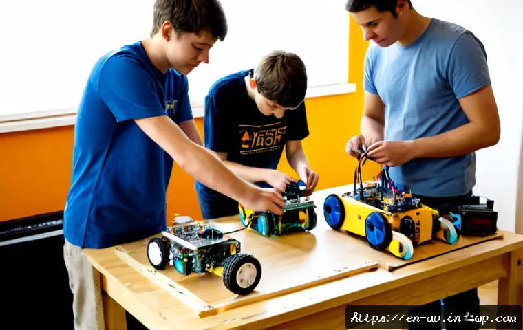 오픈소스 하드웨어와 로봇 기술의 발전 - Photorealistic modern community robotics workshop, a diverse team of engineers and students collabor...